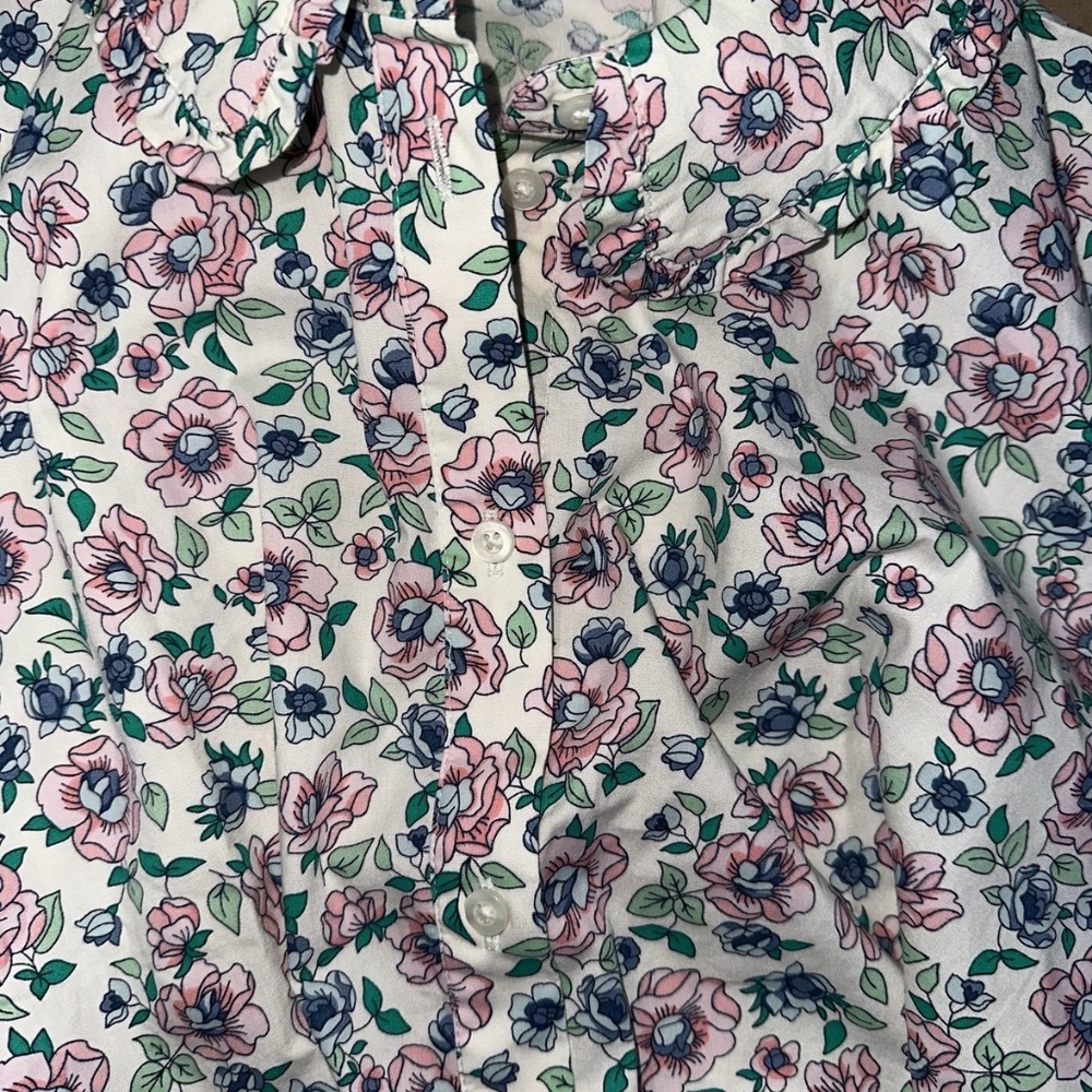 J Crew Factory Printed puff-sleeve ruffle-collar top Ivroy Rose Water 3X Plus - Picture 9 of 9